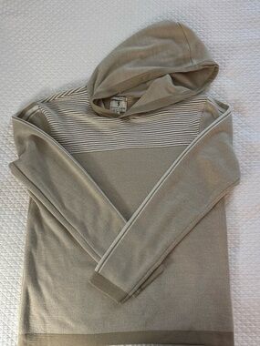 Rooted Threads Men's Hooded Crewneck Sweater in Light Beige